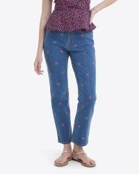 DRAPER JAMES Kick Flare Jeans in Embroidered Posy / women’s floral denim clothes