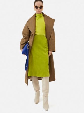 JIGSAW Suede Midi Skirt in Green ~ women’s luxury skirts