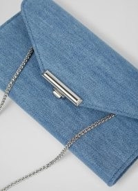 L.K. BENNETT Lucy Blue Denim Clutch Bag ~ small slim chain shoulder strap bags ~ crossbody