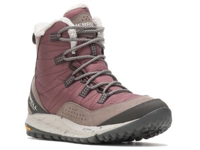 Merrell Antora Snow Boot in Burgundy ~ womens cold weather lace up ankle boots - flipped