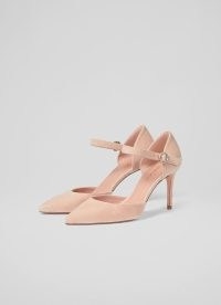 L.K. BENNETT Monet Beige Suede Ankle Strap Heels ~ women’s occasion shoes ~ luxury footwear