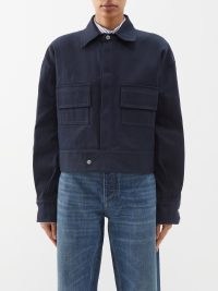 SA SU PHI Lorenza cotton-gabardine cropped jacket in navy – women’s dark blue utility jackets – womens utilitarian clothing