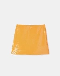RIVER ISLAND ORANGE SEQUIN MINI SKIRT ~ women’s sequinned skirts ~ womens party fashion ~ going out evening clothes