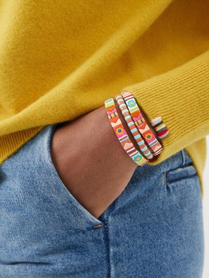 ROXANNE ASSOULIN Desert Rose Patchwork enamelled bracelet set in multicolour / floral bracelets / women’s multicoloured jewellery sets