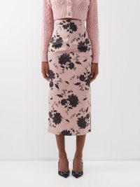 EMILIA WICKSTEAD Lorinda floral-print taffeta-faille pencil skirt in pink – luxury clothes – feminine fashion – luxe clothing