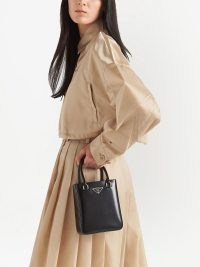 Prada Re-Nylon cropped jacket in desert beige – women’s oversized crop hem jackets – womens luxury clothing – zip up front – designer fashion – sustainable clothes