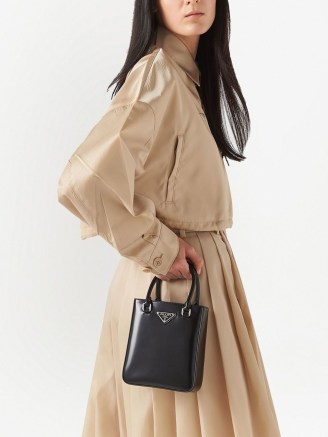 Prada Re-Nylon cropped jacket in desert beige – women’s oversized crop hem jackets – womens luxury clothing – zip up front – designer fashion – sustainable clothes - flipped