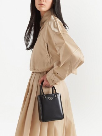 Prada Re-Nylon cropped jacket in desert beige – women’s oversized crop hem jackets – womens luxury clothing – zip up front – designer fashion – sustainable clothes