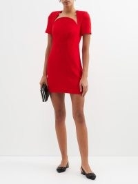 ROLAND MOURET Moon wool-crepe mini dress in red – short sleeve bodycon occasion dresses – women’s special event clothes – structured shoulders