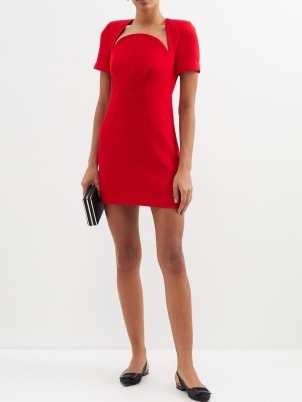 ROLAND MOURET Moon wool-crepe mini dress in red – short sleeve bodycon occasion dresses – women’s special event clothes – structured shoulders