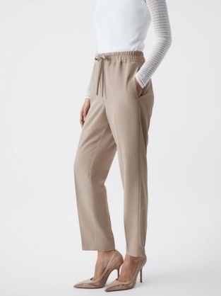 REISS HAILEY PULL ON TROUSERS MINK / women’s neutral drawsting waist jogger style pants