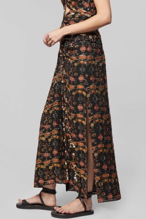 Altuzarra SAFIA SKIRT in Black Gold | printed silk maxi skirts | high side slit | metallic details | women’s luxury fashion