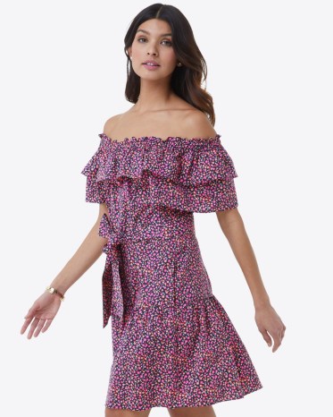 DRAPER JAMES Sawyer Dress in Ditsy Poppy / floral off the shoulder dresses / women’s ruffled clothes / womens floral fashion - flipped