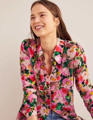 Boden Shirts  Silk Shirt Faded Rose Floral Tapestry - Womens