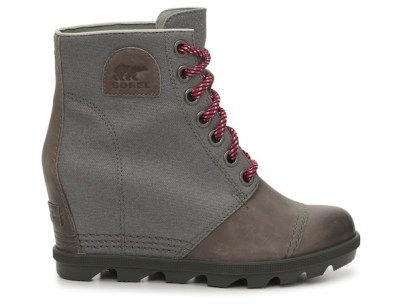 SOREL PDX Wedge Bootie in Grey ~ womens wedged booties ~ women’s lace up wedges ~ ankle boots - flipped