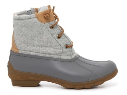 Sperry Syren Gulf Duck Boot in Grey ~ womens wool amd rubber upper lace up ankle boots ~ DSW women’s footwear - flipped
