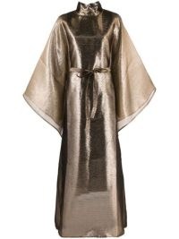 Taller Marmo Oasis metallic gown in gold / wide sleeve high neck occasion gowns / shimmering evening event maxi dresses / womens luxury clothes / luxe fashion