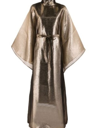 Taller Marmo Oasis metallic gown in gold / wide sleeve high neck occasion gowns / shimmering evening event maxi dresses / womens luxury clothes / luxe fashion - flipped