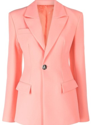 The Attico single-breasted blazer in salmon pink – women’s designer blazers – womens nipped in waist jackets – spring tailored clothing - flipped