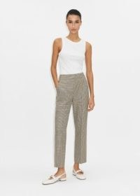 ME and EM Tomboy Micro Check Slim Crop Trouser in Navy/Cream/Toffee / women’s checked trousers / womens tailored check print clothing