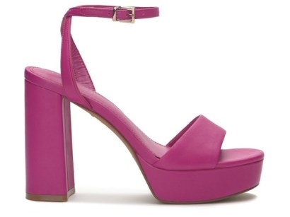 Vince Camuto Pendry Sandal in Fuchsia ~ hot pink ankle strap sandals ~ block heel platforms - flipped
