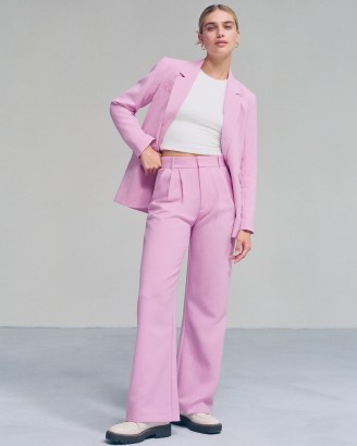 Abercrombie & Fitch A&F Sloane Tailored Pant in Dark Pink ~ womens high waist front pleated trousers - flipped