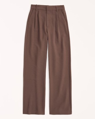 Abercrombie & Fitch A&F Sloane Tailored Premium Crepe Pant in dark brown ~ women’s trousers - flipped