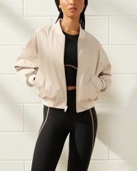 Abercrombie & Fitch YPB Satin Bomber Jacket / women’s neutral zip front jackets / womens casual clothes
