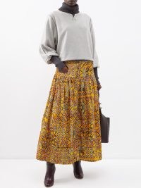 WIGGY KIT Cordy geometric-print corduroy skirt in yellow – printed cotton cord full skirts
