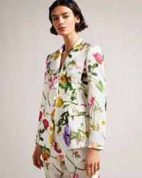 TED BAKER Ziaah Floral Slim Fit Suit Jacket in White / floral single breasted jackets / women’s occasion jackets