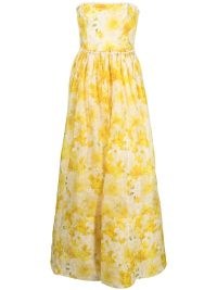 ZIMMERMANN Wonderland Shell gown in yellow/white / floral strapless maxi occasion dresses / women’s luxury evening event clothing / daffodil print bandeau gowns