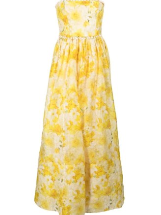 ZIMMERMANN Wonderland Shell gown in yellow/white / floral strapless maxi occasion dresses / women’s luxury evening event clothing / daffodil print bandeau gowns - flipped