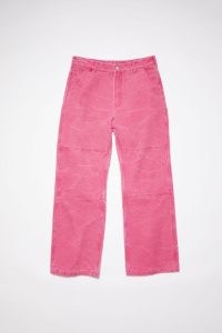 Acne Studios COTTON CANVAS TROUSERS UNISEX in Fuchsia pink ~ men and womne’s casual designer clothing