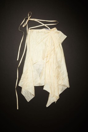 Acne Studios DRAPED ASYMMETRIC SKIRT in Cream beige | women’s silky strappy tie waist skirts | womens edgy fashion | womens asymmetrical clothing