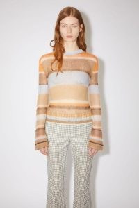 Acne Studios MOHAIR STRIPE JUMPER BROWN/MULTI – women’s sheer jumpers – striped knits