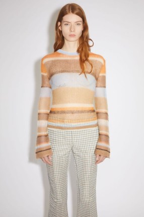 Acne Studios MOHAIR STRIPE JUMPER BROWN/MULTI – women’s sheer jumpers – striped knits - flipped