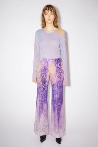Acne Studios TAILORED TROUSERS PURPLE – women’s floral flares – womens luxury printed flared pants