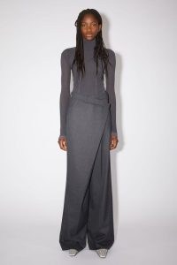 Acne Studios TAILORED WRAP TROUSERS in Grey ~ women’s asymmetric clothing ~ relaxed fit ~ womens contemporary designer clothes