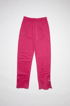 Acne Studios TECH JERSEY SWEATPANTS UNISEX in Fuchsia pink ~ unisex joggers ~ sustainable jogging bottoms ~ men and women’s recycled polyester and organically grown cotton joggers - flipped