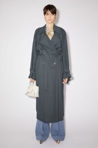 Acne Studios TRENCH COAT in Grey | women’s belted longline relaxed fit coats