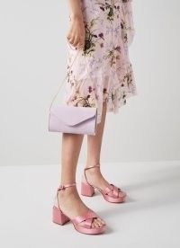 L.K.BENNETT Amie Pink Satin Platform Sandals ~ block heel ankle strap platforms ~ women’s occasion shoes ~ womens luxury footwear