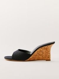 Reformation Anita Mule Wedge Black Linen | wedged mules | womens peep toe wedges | women’s wedge heel shoes