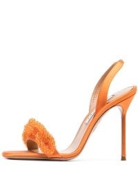 Aquazzura Chain Of Love 115mm slingback sandals in orange / high bead embellished slingbacks / womens designer heels / luxe occasion shoes / luxury footwear