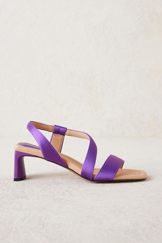 Shoe The Bear Sylvi Slingback Heels in Purple / strappy satin sandals
