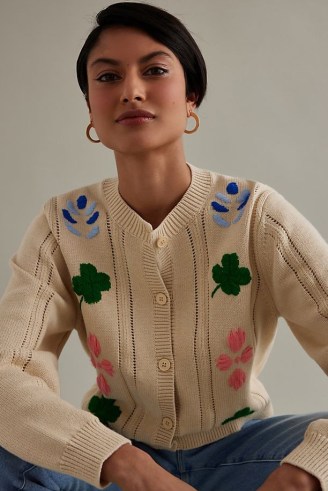 Stella Nova Joan Cardigan in Neutral Motif | women’s floral cardigans | feminine knits | womens knitwear