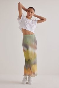Anthropologie Plisse Maxi Skirt – multicoloured side slit skirts