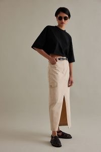 Aligne Hypnos Maxi Skirt in Beige – organic cotton cargo skirts – utility clothing