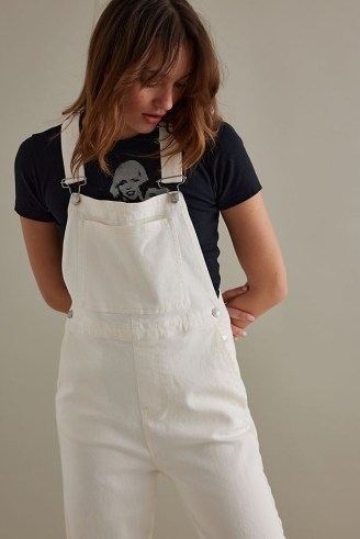 Selected Femme Vinnie Denim Dungarees in White | women’s classic overalls | womens casual all-in-one fashion