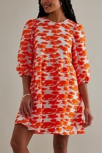 Selected Femme Abrielle Mini Dress in Orange / women’s short length babydoll dresses