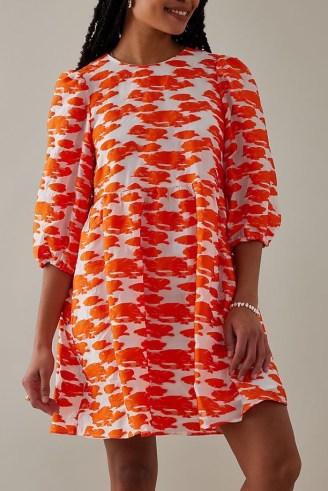 Selected Femme Abrielle Mini Dress in Orange / women’s short length babydoll dresses - flipped
